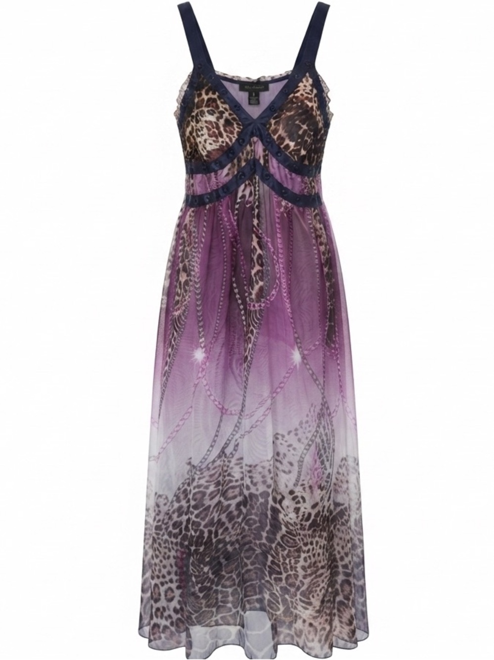 J&D Sheer Purple Multicolor Dress Leopard-Print Size XL-XXL Adjustable Strap - Picture 11 of 11